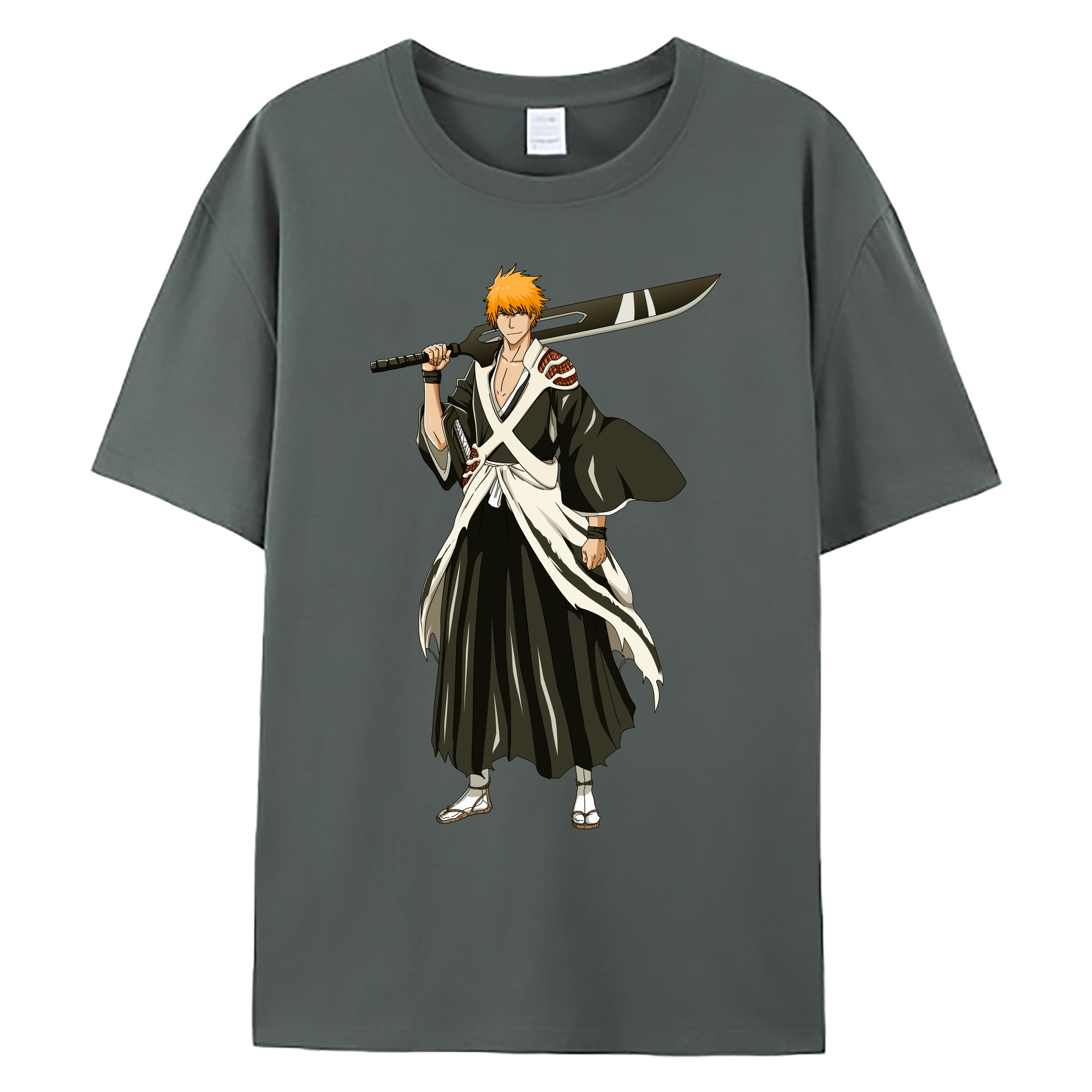（画像用） ブリーチ 黒崎一護（くろさき いちご）BLEACH Kurosaki Ichigo 綿100％ メンズ半袖Tシャツ｜肌触りやわらか＆通気性